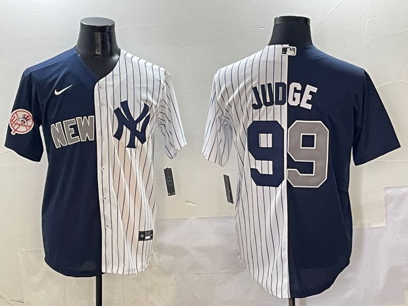 Men New York Yankees #99 Judge White Stripe Blue Game Nike 2025 MLB Jersey style 6->chicago cubs->MLB Jersey